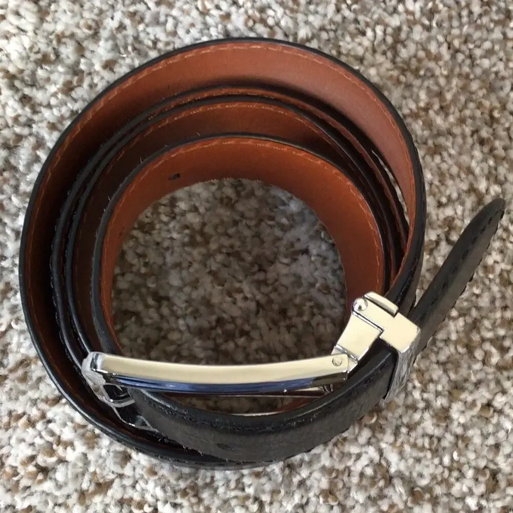 Alton Lane Black Italian Leather Dress Belt Size 44 USA Made Luxury Menswear XL